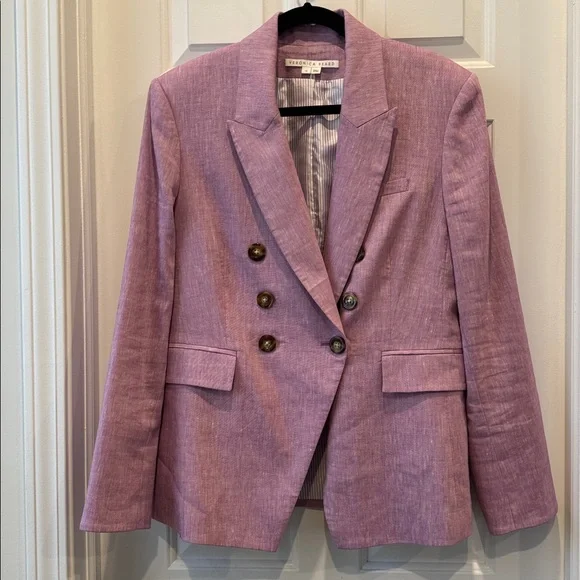 VERONICA BEARD Lonny Dickey Jacket in Heathered Orchard size 16 linen blazer - Picture 6 of 10